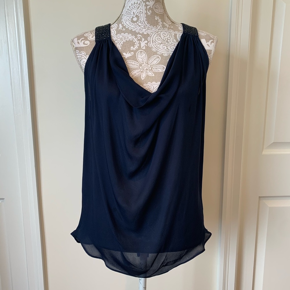 Haute Hippie Navy Silk Blouse, Size Small